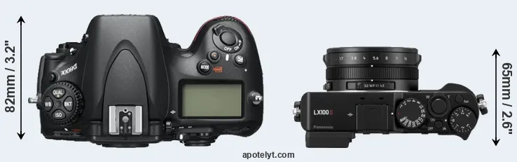 Compare D800E versus LX100 II top