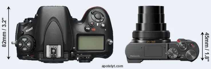 Compare D800E versus ZS200 top