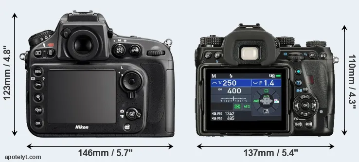 Comparison D800E or K-1 II rear