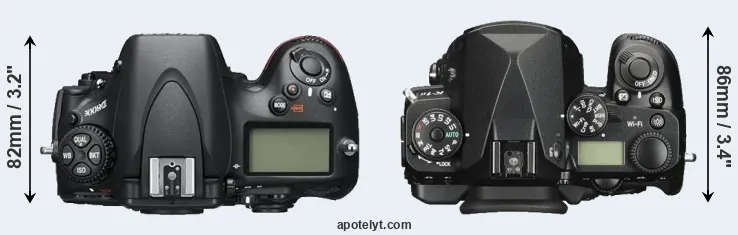 Compare D800E versus K-1 II top