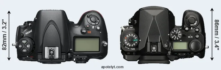 Compare D800E versus K-1 top