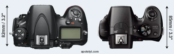 Compare D800E versus A3000 top