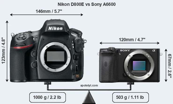 Size Nikon D800E vs Sony A6600