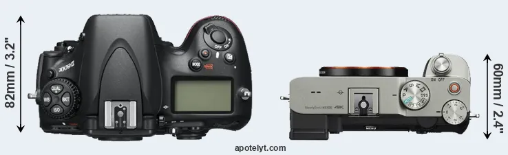Compare D800E versus A7C top