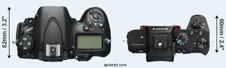 Compare D800E versus A7R II top