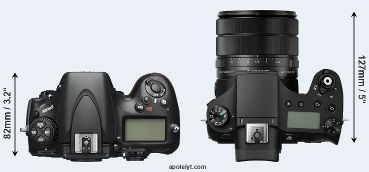Compare D800E versus RX10 III top