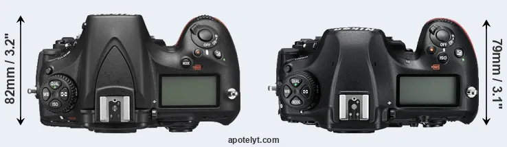 Compare D810 versus D850 top