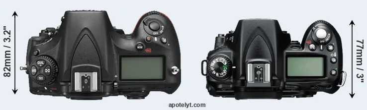Compare D810 versus D90 top