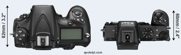 Compare D810 versus Z50 top
