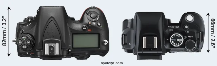 Compare D810 versus E-500 top
