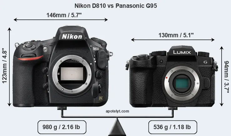 Size Nikon D810 vs Panasonic G95