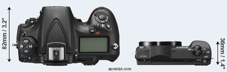 Compare D810 versus A5100 top