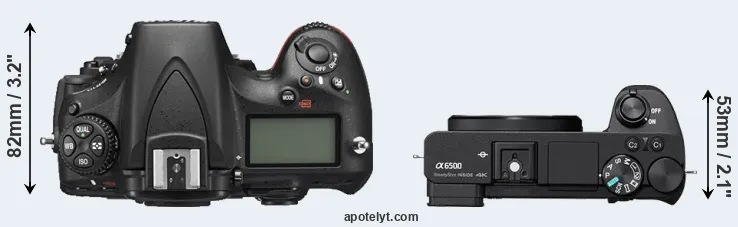 Compare D810 versus A6500 top