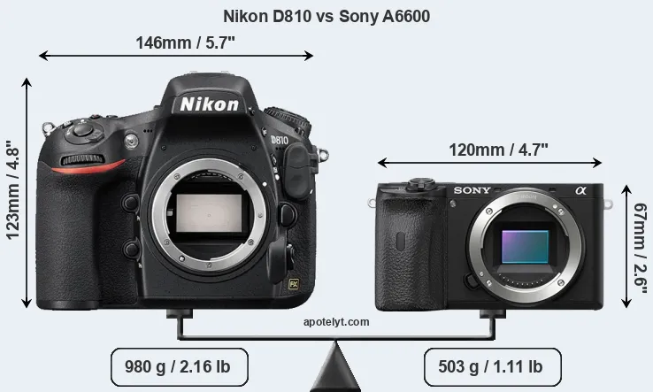 Size Nikon D810 vs Sony A6600