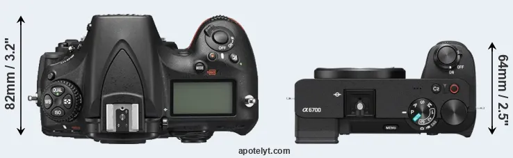 Compare D810 versus A6700 top