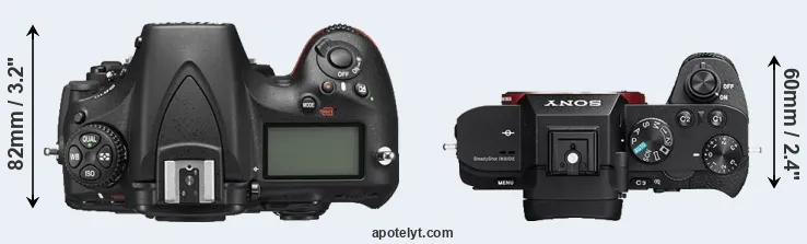 Compare D810 versus A7 II top