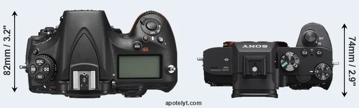 Compare D810 versus A7 III top