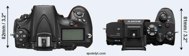 Compare D810 versus A7S III top