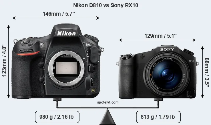 Size Nikon D810 vs Sony RX10