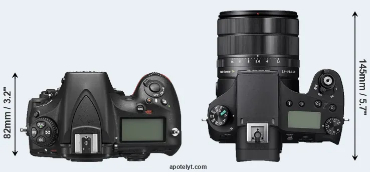 Compare D810 versus RX10 IV top
