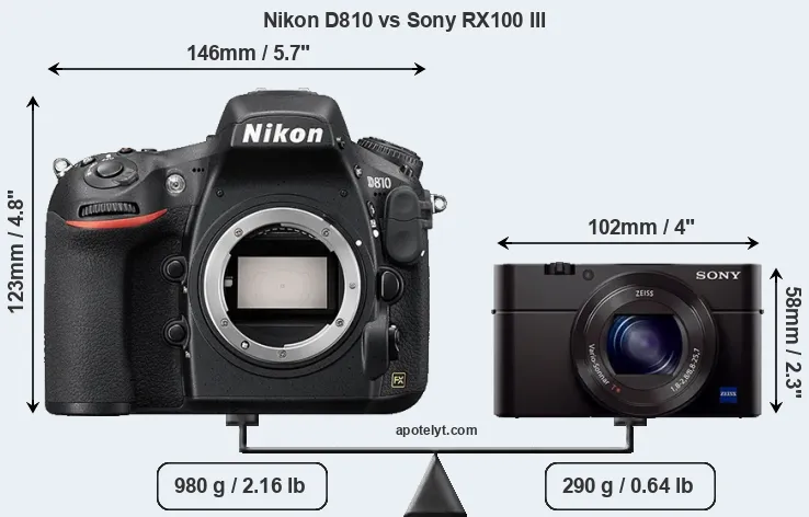 Size Nikon D810 vs Sony RX100 III