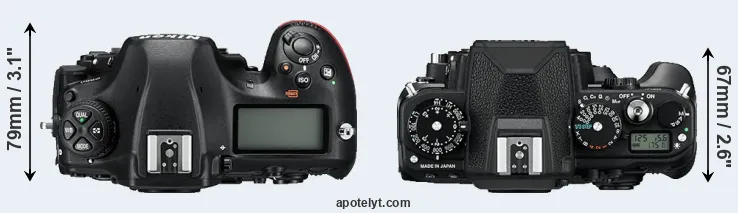 Compare D850 versus Df top