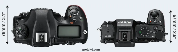 Compare D850 versus Z50 II top