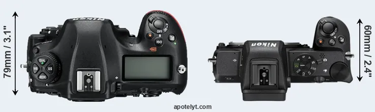 Compare D850 versus Z50 top