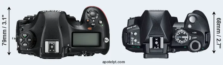 Compare D850 versus E-510 top