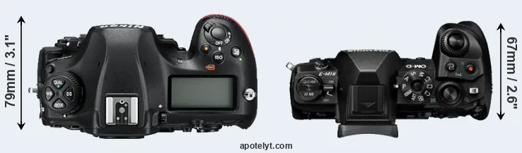 Compare D850 versus E-M1 II top