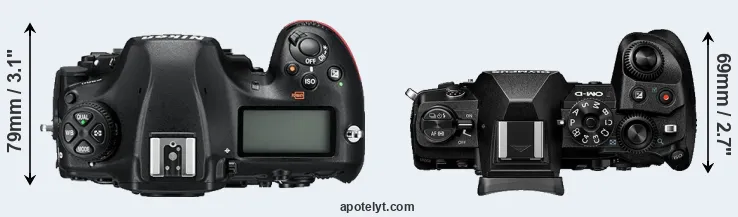Compare D850 versus E-M1 III top