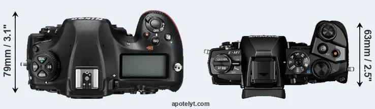 Compare D850 versus E-M1 top