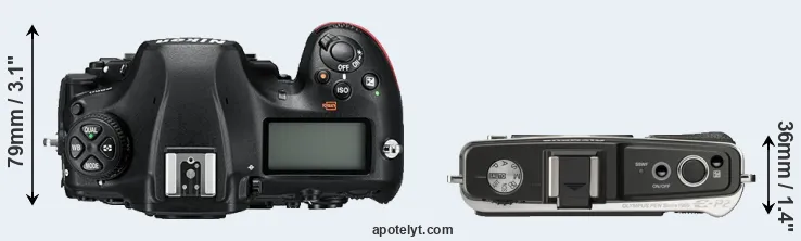 Compare D850 versus E-P2 top