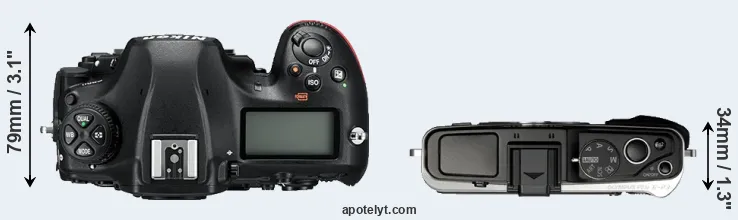 Compare D850 versus E-P3 top