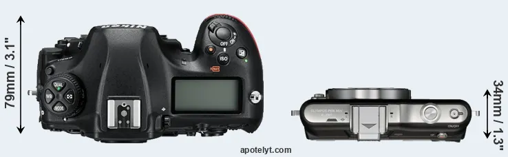 Compare D850 versus E-PM1 top