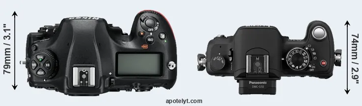 Compare D850 versus G10 top