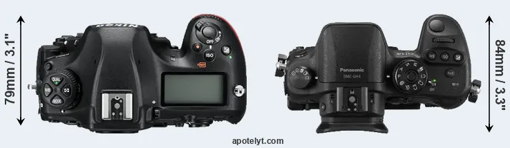 Compare D850 versus GH4 top