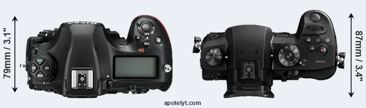 Compare D850 versus GH5 top