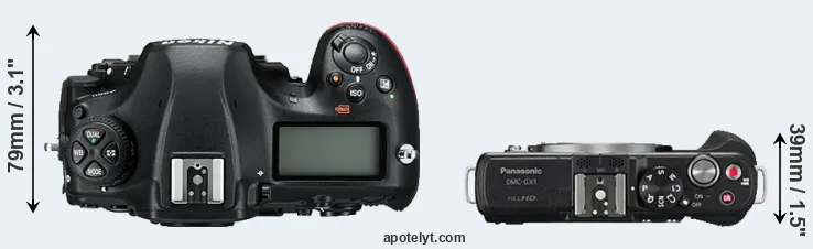 Compare D850 versus GX1 top