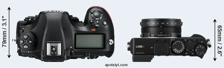 Compare D850 versus LX100 II top