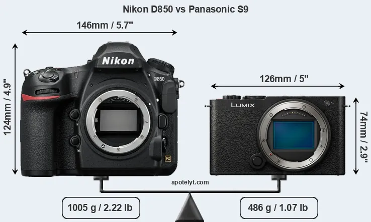 Size Nikon D850 vs Panasonic S9