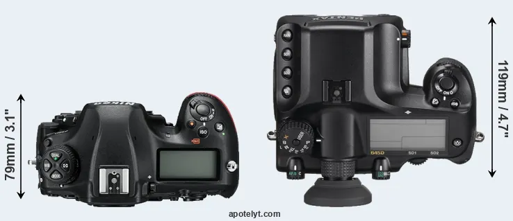Compare D850 versus 645D top