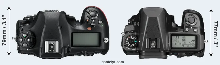 Compare D850 versus K-3 II top