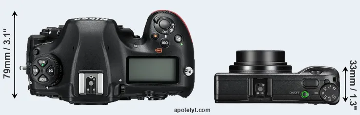 Compare D850 versus GR III top