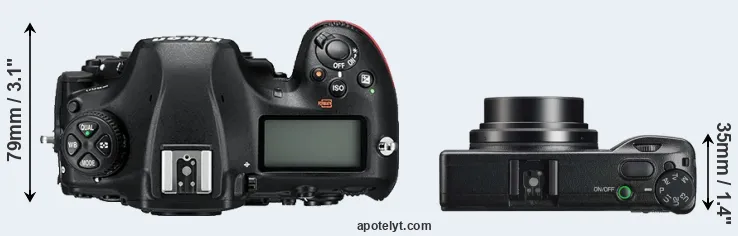 Compare D850 versus GR IIIx top