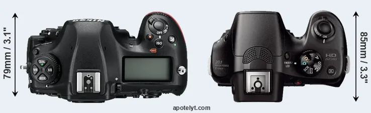 Compare D850 versus A3000 top