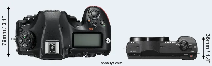 Compare D850 versus A5100 top