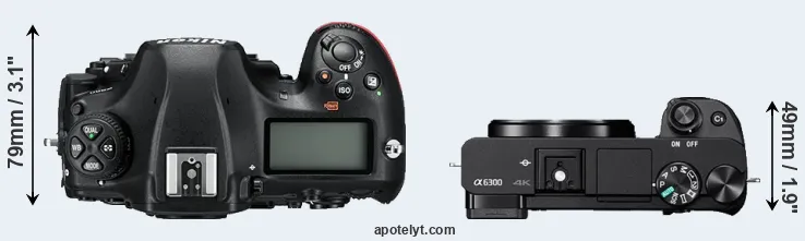 Compare D850 versus A6300 top