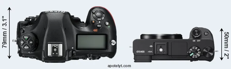 Compare D850 versus A6400 top