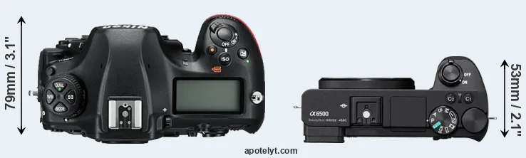 Compare D850 versus A6500 top